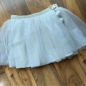 Isaac Mizrahi Tulle Tutu Skirt, Off-white, Ivory, Pom Poms, Size 5-6